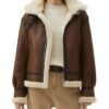 Women's Brown Sheepskin Aviator Leather Jacket - Trendy Leather Jackets