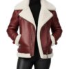 Women's Burgundy Leather Shearling Jacket - Trendy Leather Jackets