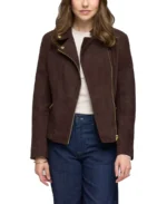Women's Dark Brown Suede Leather Jacket - Trendy Leather Jackets