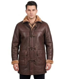Women's Brown Sheepskin Duffle Coat