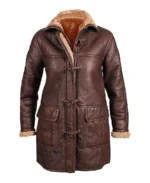 Women's Brown Sheepskin Duffle Coat