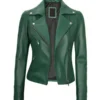 Women's Green Cafe Racer Leather Jacket - Trendy Leather Jackets