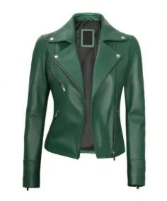 Women's Green Cafe Racer Leather Jacket - Trendy Leather Jackets