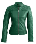 Women's Green Quilted Leather Jacket - Trendy Leather Jackets