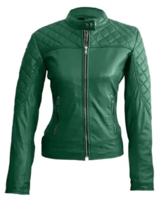 Women's Green Quilted Leather Jacket - Trendy Leather Jackets