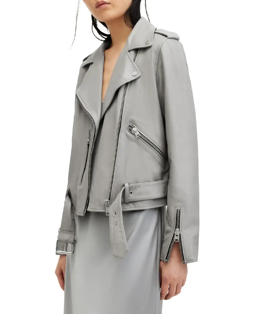 Women'S Grey Biker Leather Jacket 3 Womens Grey Biker Leather Jacket Side - Trendy Leather Jackets