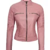 Women's Pink Biker Leather Jacket - Trendy Leather Jackets