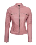 Women's Pink Biker Leather Jacket - Trendy Leather Jackets
