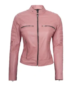 Women's Pink Biker Leather Jacket - Trendy Leather Jackets