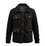 Women’s Signature Black Faux Sherpa Jacket Front View - Trendy Leather Jackets