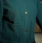 Women’s Signature Dark Green Wool Blend Felt Jacket Pockets - Trendy Leather Jackets