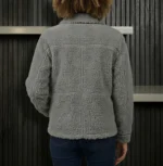 Women’s Signature Light Grey Faux Sherpa Jacket Back - Trendy Leather Jackets