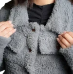 Women's Signature Light Grey Faux Sherpa Jacket Collar - Trendy Leather Jackets