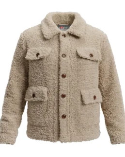 Women’s Signature Off White Faux Sherpa Jacket Front Side View