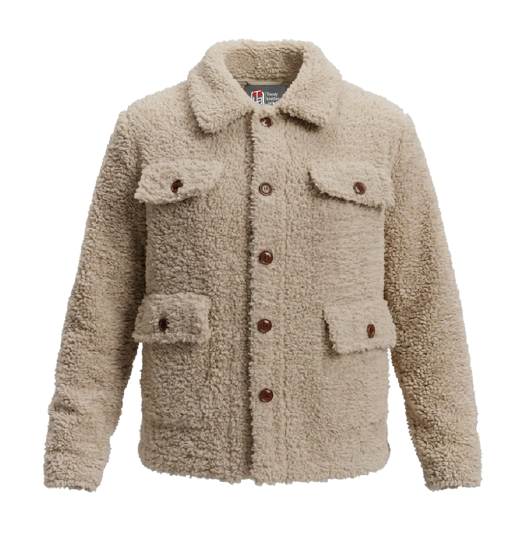 Women’s Signature Off White Faux Sherpa Jacket Front Side View