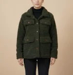 Women’s Signature Olive Green Faux Sherpa Jacket Front