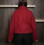 Women’s Signature Red Wool Blend Felt Jacket Back - Trendy Leather Jackets