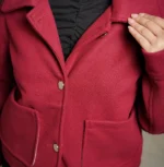 Women’s Signature Red Wool Blend Felt Jacket Collar - Trendy Leather Jackets