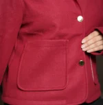 Women’s Signature Red Wool Blend Felt Jacket Pocket - Trendy Leather Jackets