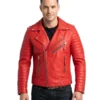 Zerick Red Biker Leather Jacket - Trendy Leather Jackets