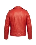 Zerick Red Biker Leather Jacket Back - Trendy Leather Jackets