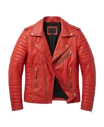 Zerick Red Biker Leather Jacket Front - Trendy Leather Jackets