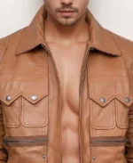 Men’s Versatile Tan Brown Leather Jacket Collar - Trendy Leather Jackets
