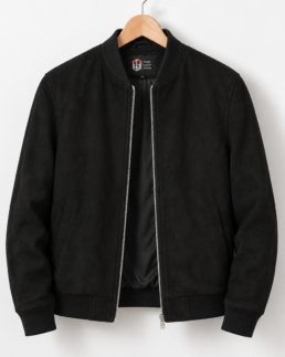 Men Signature Black Faux Suede Jacket - Trendy Leather Jackets