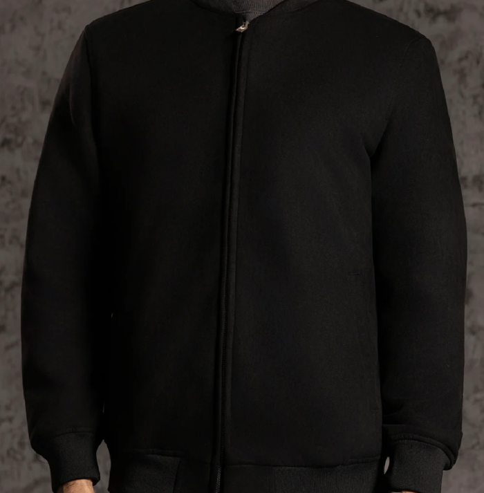 Men’s Signature Black Faux Suede Jacket Closeup - Trendy Leather Jackets