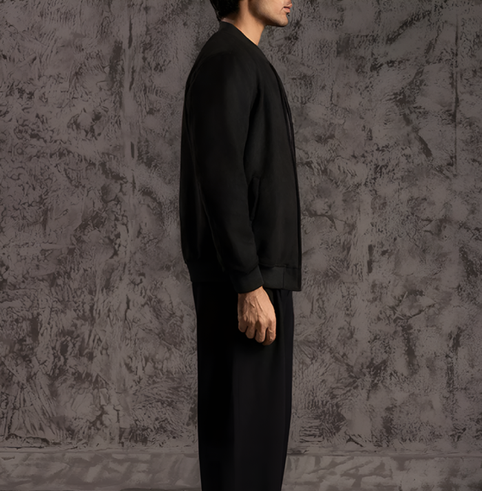 Men’s Signature Black Faux Suede Jacket Side - Trendy Leather Jackets