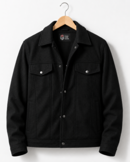 Men’s Signature Wool Blend Felt Black Jacket - Trendy Leather Jackets