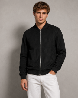 Shop Men Signature Black Faux Suede Jacket - Trendy Leather Jackets