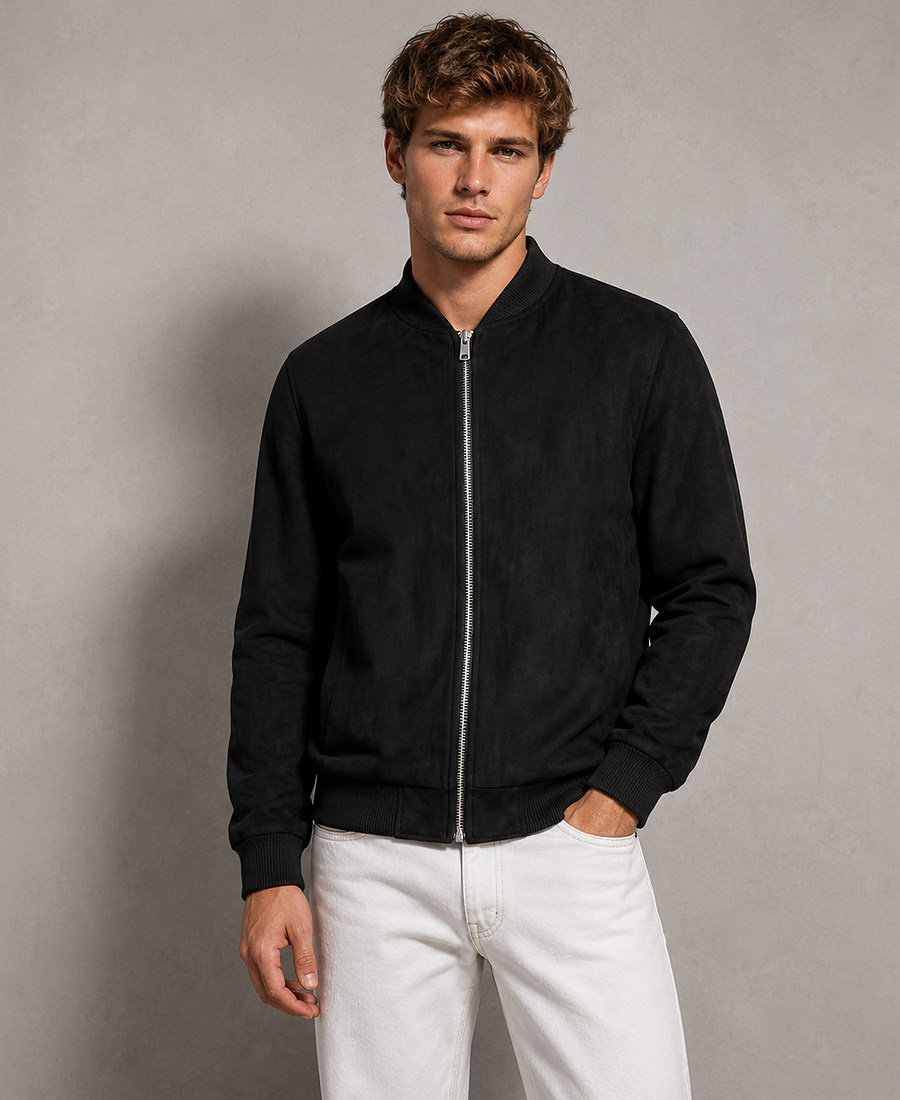Shop Men Signature Black Faux Suede Jacket - Trendy Leather Jackets