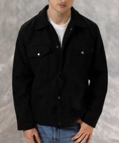 Shop Men’s Signature Wool Blend Felt Black Jacket - Trendy Leather Jackets