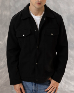 Shop Men’s Signature Wool Blend Felt Black Jacket - Trendy Leather Jackets