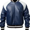 Men’s Blue White Leather Varsity Jacket