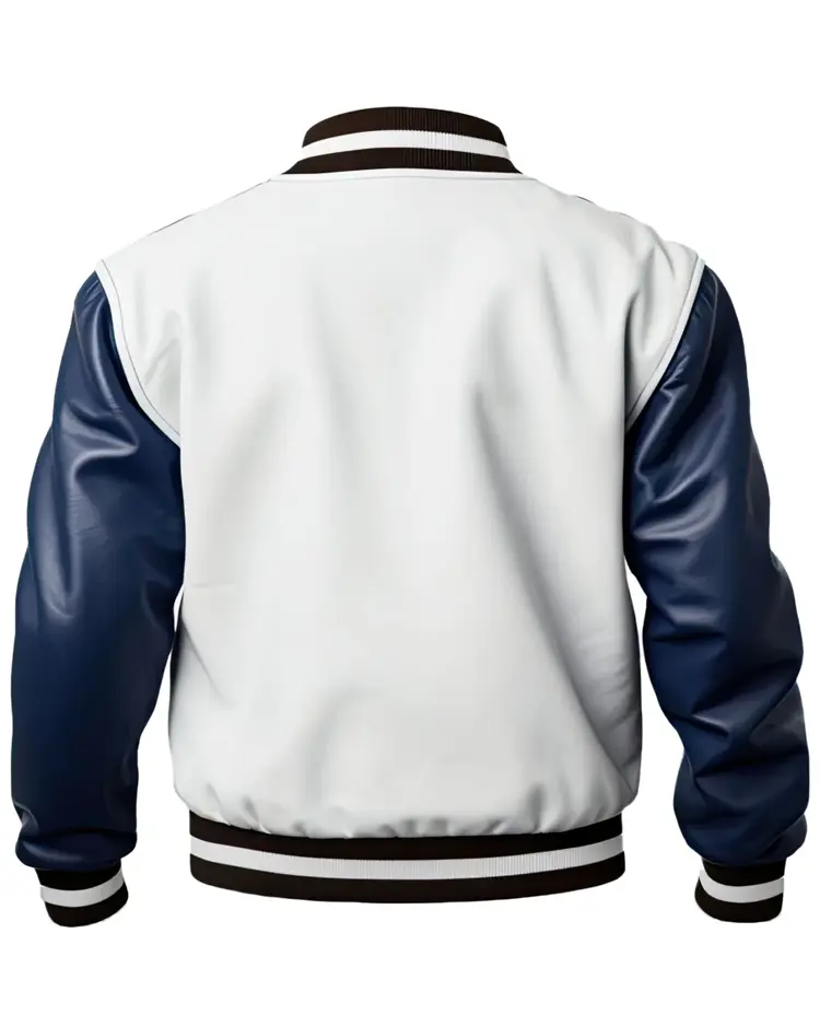 Alternative view of Men’s Blue White Leather Varsity Jacket