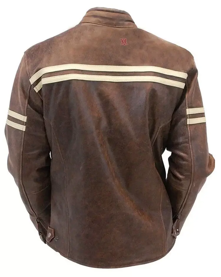 Alternative view of Double Stripe Leather Biker Jacket