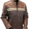 Double Stripe Leather Biker Jacket