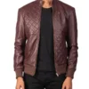 Trendy Moda Maroon Leather Bomber Jacket