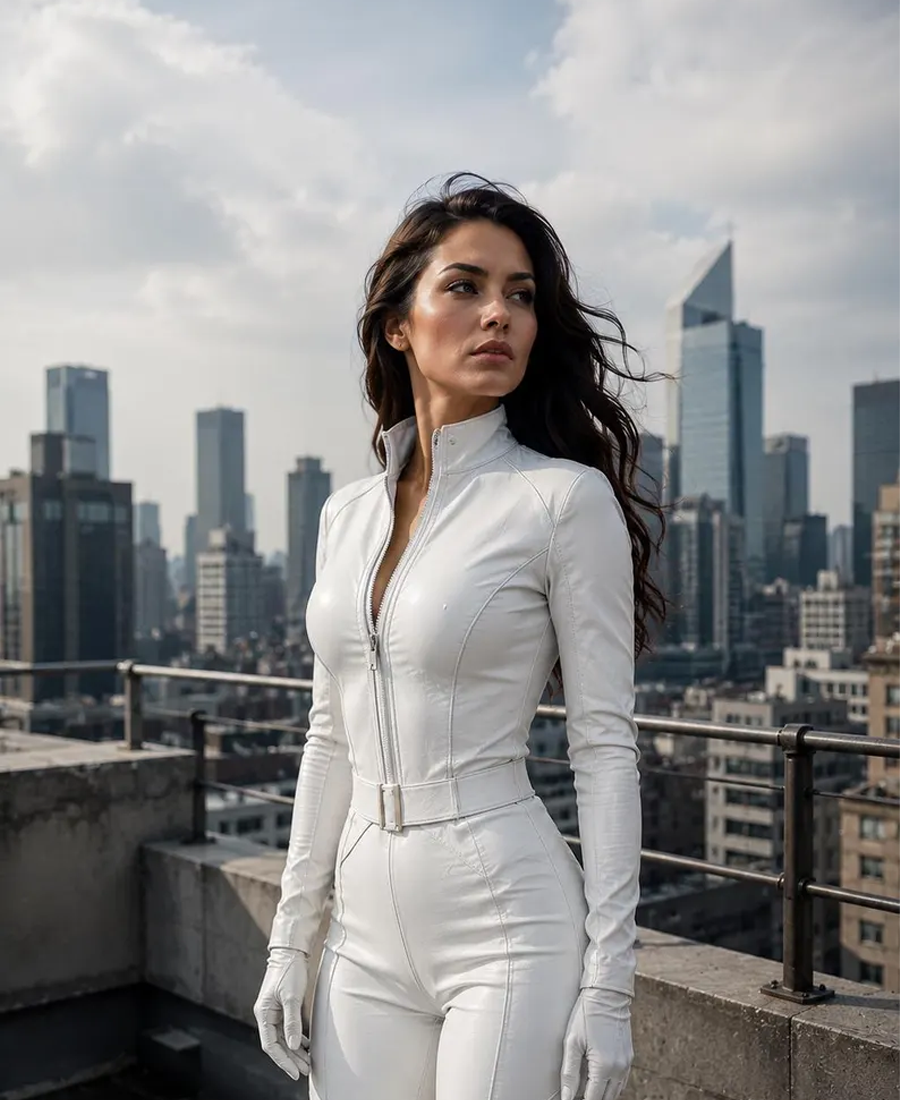 Women’s Leather Catsuit Jumpsuit – Black Or White Futuristic Zip-Front Bodysuit 6 Women’s Leather Catsuit Jumpsuit – Black Or White Futuristic Zip-Front Bodysuit - Image 6