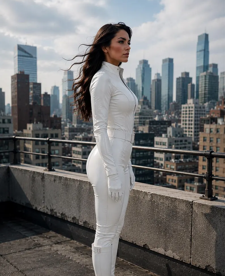 Women’s Leather Catsuit Jumpsuit – Black Or White Futuristic Zip-Front Bodysuit 7 Women’s Leather Catsuit Jumpsuit – Black Or White Futuristic Zip-Front Bodysuit - Image 7