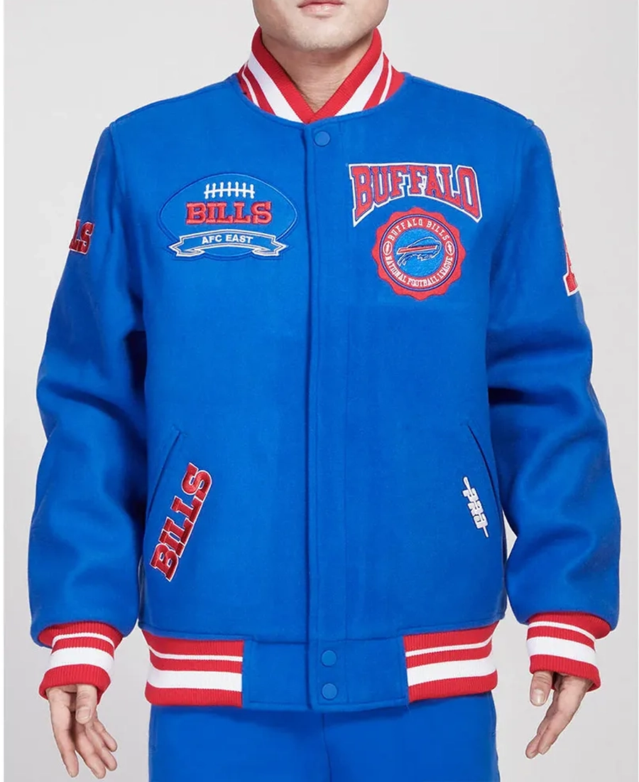Buffalo Bills Crest Emblem Royal Blue Varsity Wool Jacket - Trendy Leather Jackets