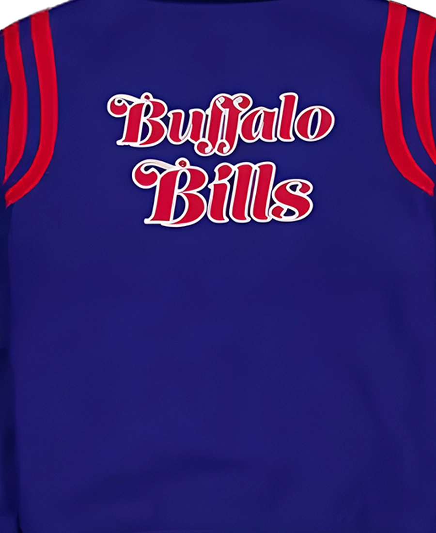 Nfl Buffalo Bills Sport Night Teddy Blue And Red Varsity Jacket 4 Buffalo Bills Sport Night Teddy Varsity Jacket Back Closeup - Trendy Leather Jackets