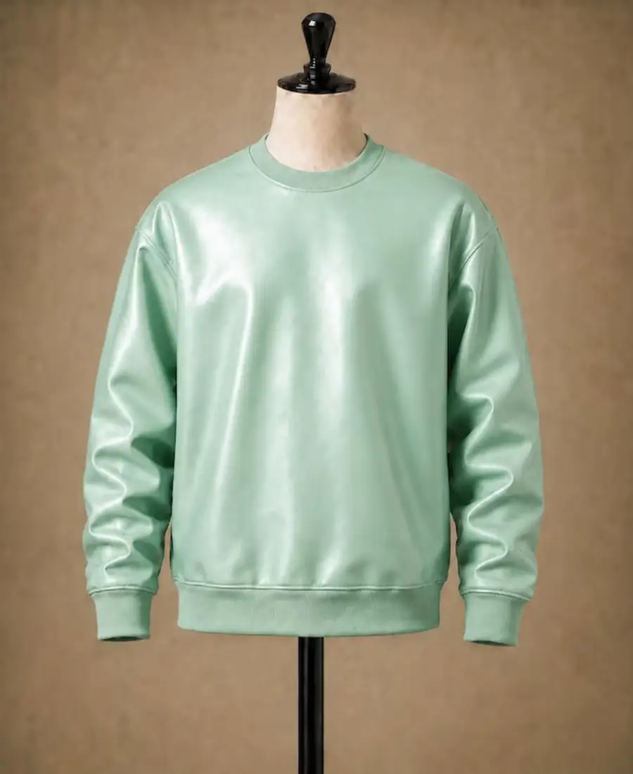 Men'S Winter Pullover Oversized Leather Sweatshirt 13 Mens Winter Pullover Oversized Leather Sweatshirt Sage Green