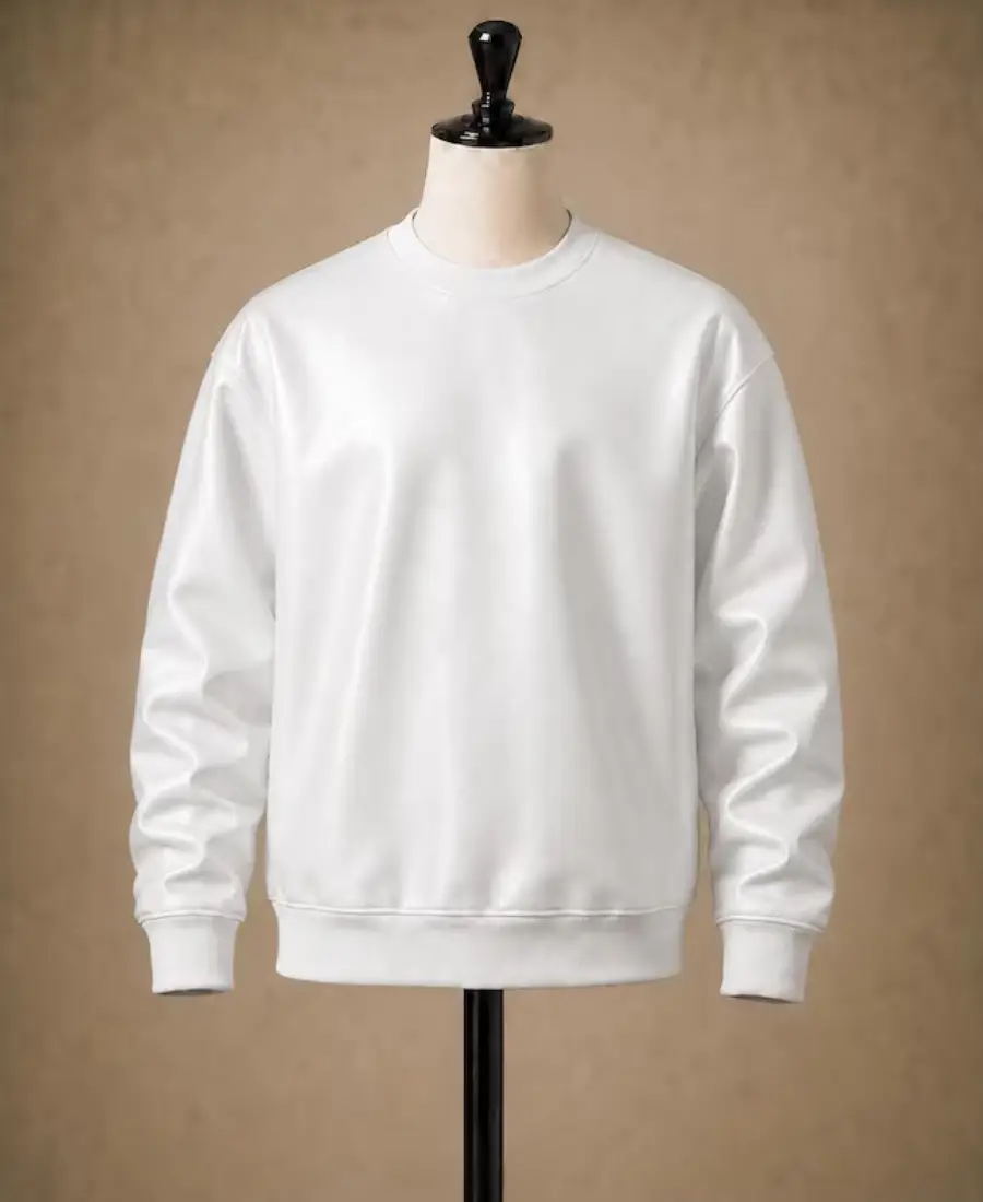 Men'S Winter Pullover Oversized Leather Sweatshirt 14 Mens Winter Pullover Oversized Leather Sweatshirt White