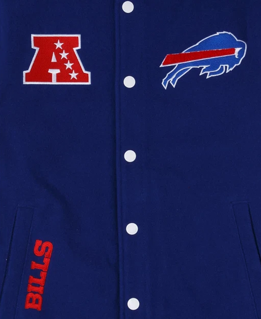 Nfl Buffalo Bills 3Rd Down Blue Varsity Wool Jacket 3 Nfl Buffalo Bills 3Rd Down Blue Varsity Wool Jacket Front Closeup - Trendy Leather Jackets