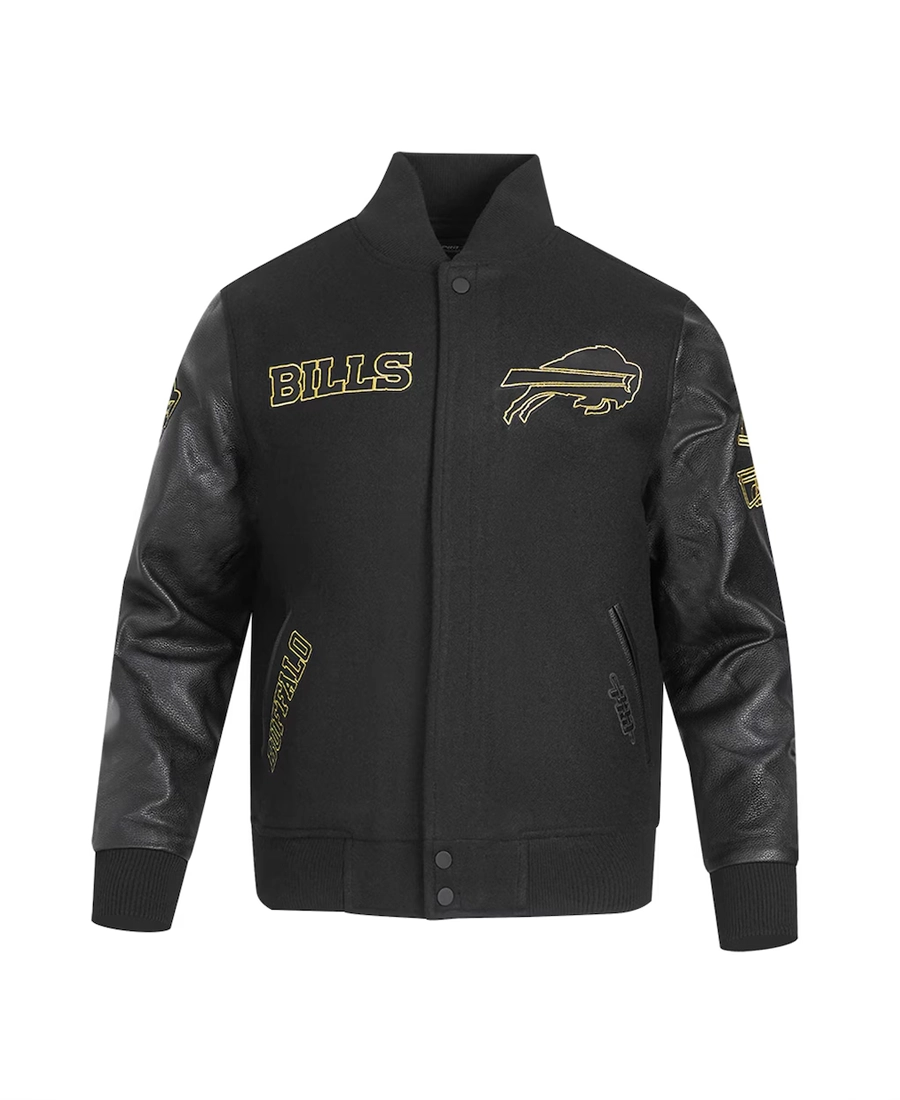 NFL Buffalo Bills Black Varsity Jacket Front - Trendy Leather Jackets