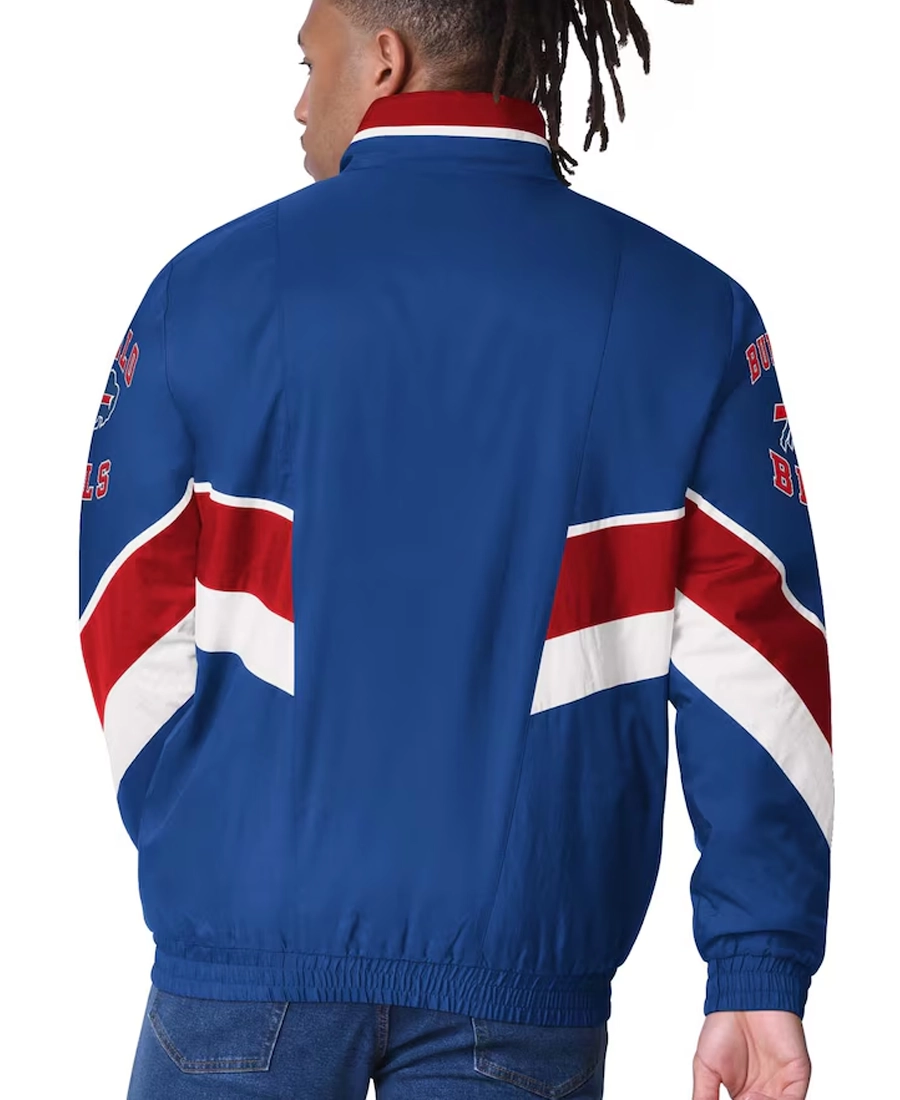 NFL Buffalo Bills Captain Royal Satin Jacket Back - Trendy Leather Jackets
