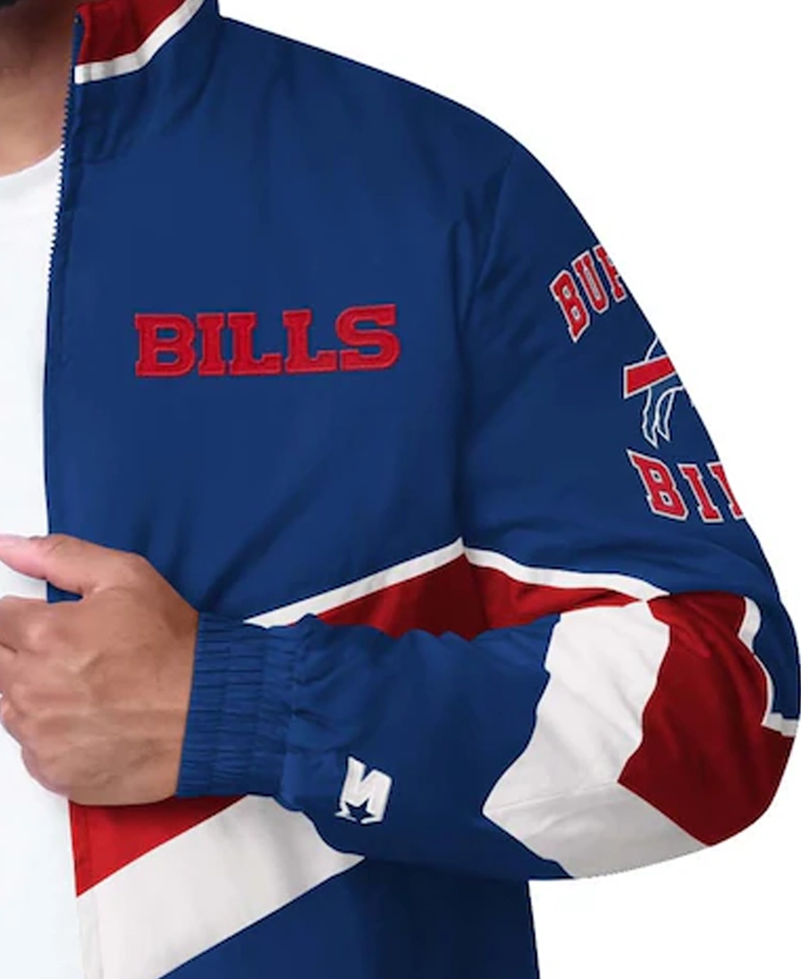Nfl Buffalo Bills Captain Royal Satin Jacket 3 Nfl Buffalo Bills Captain Royal Satin Jacket Closeup - Trendy Leather Jackets